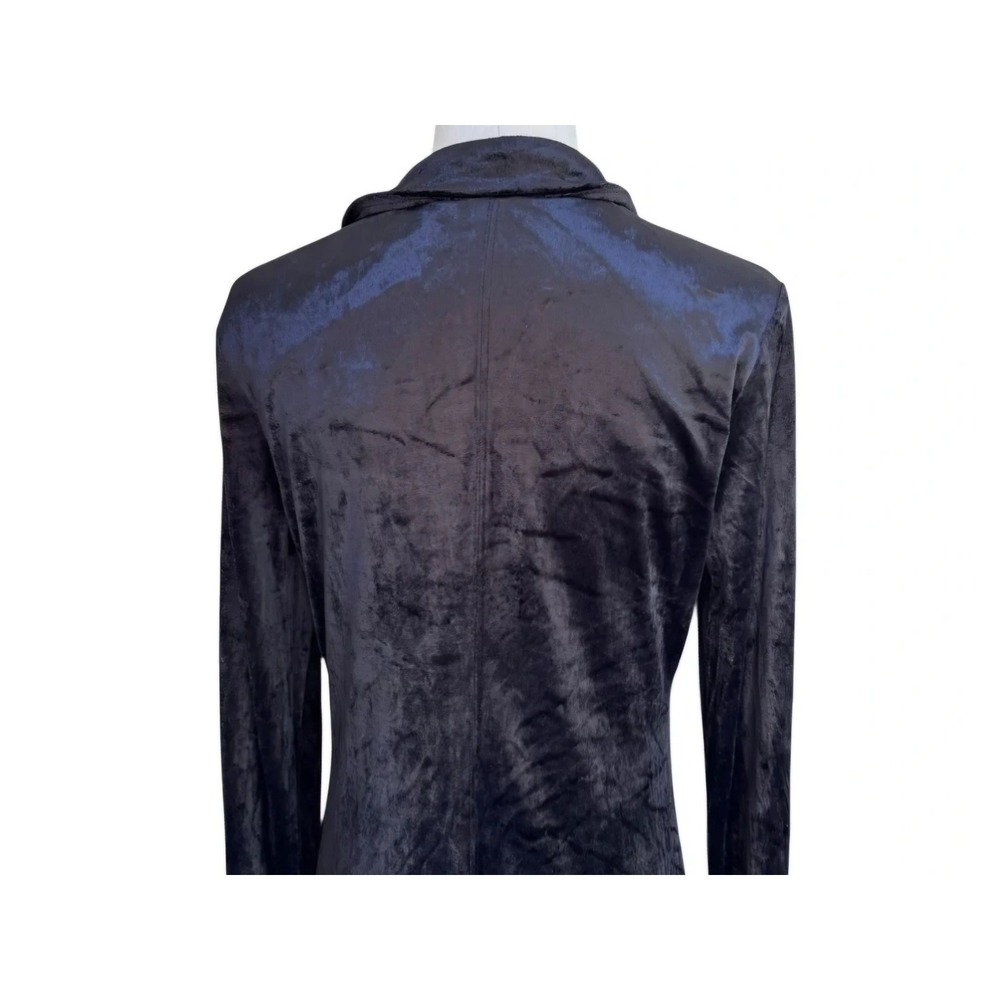 Free People Shayla M mini dress black button up velvet ruched long sleeve Y2K - Picture 7 of 13